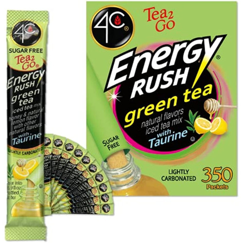 4c Powder Drink Mix, Energy Rush Green Tea 350 Count, Bulk Buy, Singles Stix, On The Go, Refreshing Water Flavorings, Value Pack