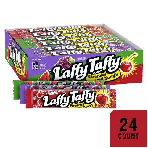 Laffy Taffy Sparkle Cherry, Watermelon & Grape Candy Assorted Variety Pack, 1.5 Oz (24 Count)