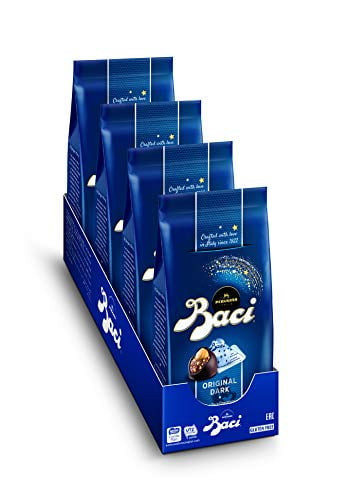 Baci Original Dark | Fine Dark Chocolate Truffle With Hazelnuts | 4.4oz Each Bag - Pack Of 4