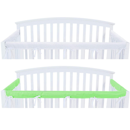 Biloban 3 - Piece Padded Baby Crib Rail Cover Set - Green&white