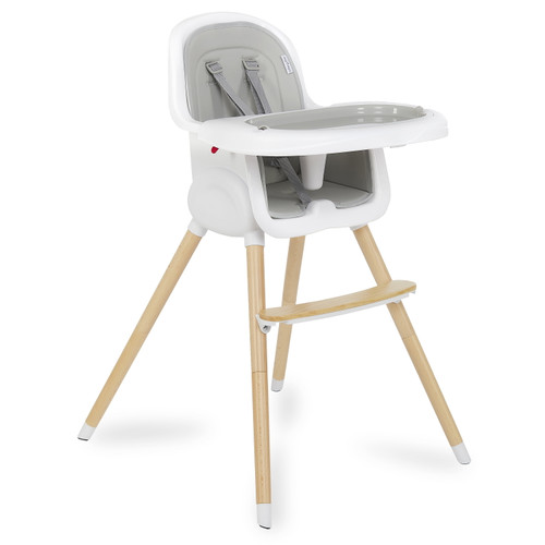 Dream On Me Lulu 2-in-1 Highchair, Convertible, Compact High Chair, Light Weight, Portable, Light Grey