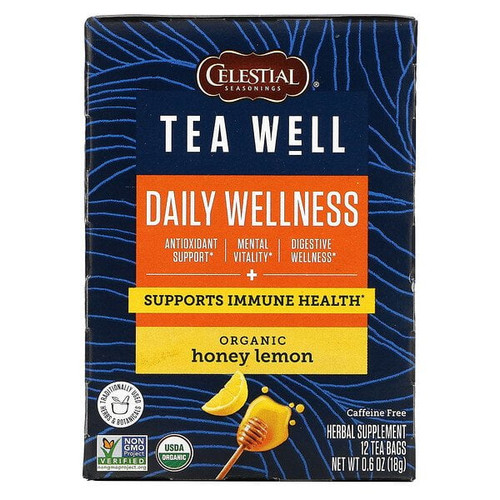 Celestial Seasonings, Herbal Tea, Daily Wellness, Organic Honey Lemon, Caffeine Free, 12 Tea Bags, 0.06 Oz Pack Of 4