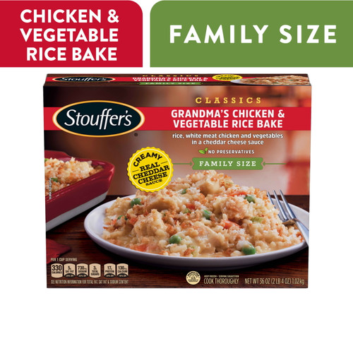 Stouffer's Grandma's Chicken And Vegetable Rice Bake Family Size Meal, 36 Oz (frozen)