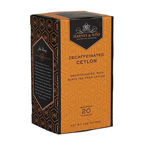 Harney & Sons Black Tea, Decaffeinated Ceylon, 20 Tea Bags, 1.26 Oz./36 Grams
