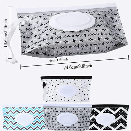 Boobeauty 4pcs Wet Wipe Pouch,baby Wet Wipe Pouch Travel Wipes Case Reusable Refillable Wet Wipe Bag Cases Portable Travel Wipes Dispenser Wipe Pouches For Baby