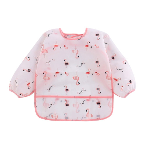 Polinkety Cute Children Baby Kids Toddler Waterproof Long Sleeve Smock Feeding Bib Apron Fit 1-6 Years