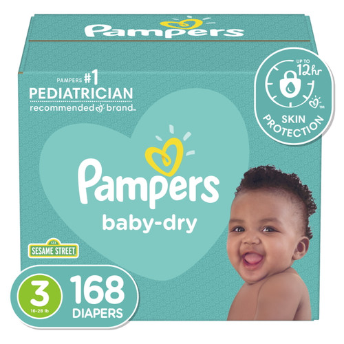 Pampers Baby-dry Extra Protection Diapers, Size 3, 168 Count