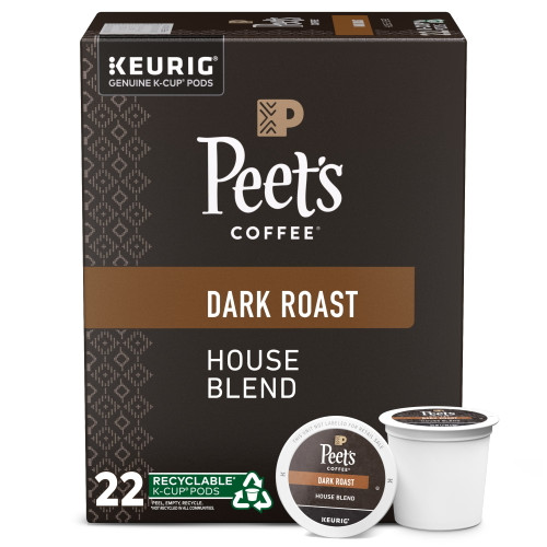 Peet's Coffee K-cup Pods, House Blend Dark Roast (22 Count) Single Serve Pods Compatible With Keurig Brewers