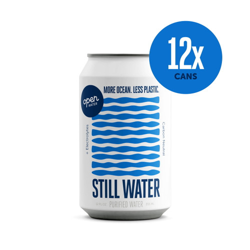 Open Water | Still Canned Water With Electrolytes In 12-oz Aluminum Cans (1 Case, 12 Cans - Still) | Bpa-free And Eco Friendly