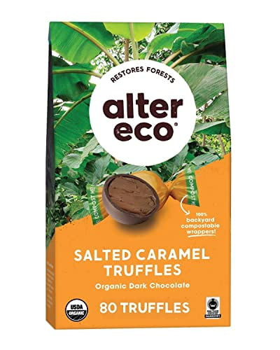 Alter Eco | Salted Caramel Truffles | 58% Pure Dark Cocoa, Fair Trade, Organic, Non-gmo, Gluten-free Dark Chocolate Truffles (10 Count (pack Of 1))