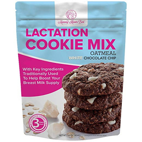 Mommy Knows Best Lactation Cookies Mix - Oatmeal White Chocolate Chip Breastfeeding Cookie Supplement Support For Breast Milk Supply Increase - 16 Ounces