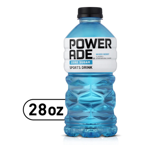 Powerade Zero Sugar Mixed Berry, Ion4 Electrolyte Enhanced Fruit Flavored Zero Sugar Zero Calorie Sports Drink W/ Vitamins B3, B6, And B12, Sodium, Calcium, Potassium, Magnesium, 28 Fl Oz