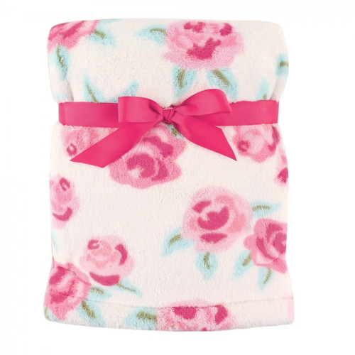Hudson Baby Infant Girl Super Plush Blanket, Rose, One Size