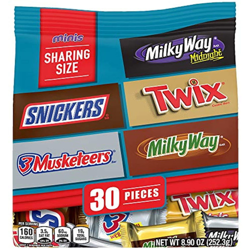 Mars Chocolate Favorites (snickers, Twix, 3 Musketeers & Milky Way) Minis Size Candy Bars Assorted Variety Mix, 8.9 Ounce Bag (packaging May Vary)