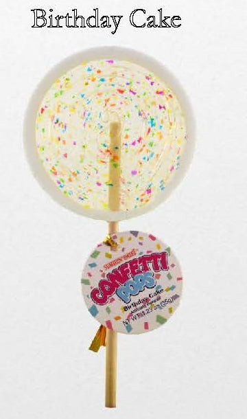 Sumthin' Sweet White Confetti Pops, Birthday Cake Lollipops, 1.23 Ounce - 12 Count Box