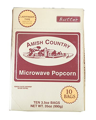 Amish Country Popcorn | Old Fashioned Microwave Popcorn | Old Fashioned With Recipe Guide (ladyfinger Butter, 10 Bags)