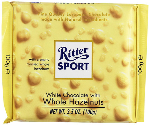 Ritter Sport White Chocolate With Whole Hazelnuts, 3.5 Ounce (pack Of 10)