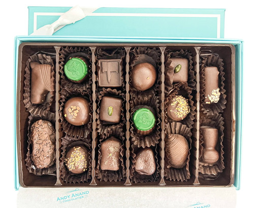 Andy Anand's Chef Collection Dark Belgian Chocolate Handmade Truffles & Pralines, Ganache Made With Freshest Cream And The Best Ingredients The World Has To Offer (16 Pcs)