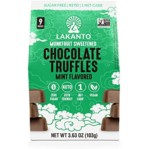 Lakanto Sugar Free Chocolate Truffles - Sweetened With Monk Fruit, Keto Diet Friendly, Vegan, 1 Net Carb, Creamy, Smooth, Delicious (mint - Pack Of 1)