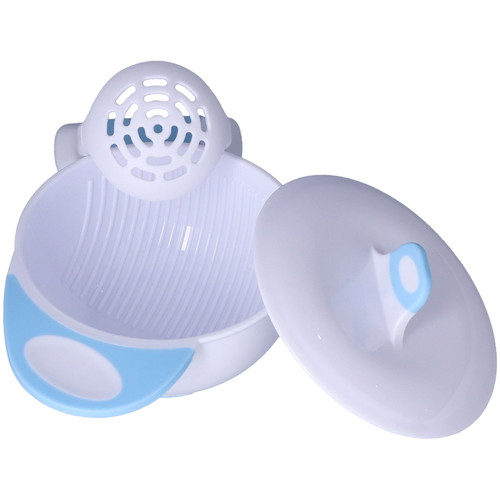 Mash Serve Bowl, Arc-shaped Grinding Rod Safe Hygienic Food Masher Bowl With Bowl Lid For Fish Puree For Kids Blue