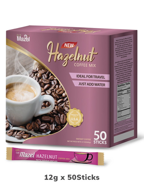 Cafe Mazel 3 In 1 Hazelnut Instant Coffee Mix - 50 Sticks