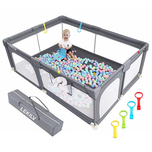 Baby Playpen, Extra Large Playpen For Babies And Toddlers, Outdoor Portable Foldable Infant Playpen, Sturdy Safety Huge Baby Fence Play Mat Ball Pit（59x70.8x26 In)