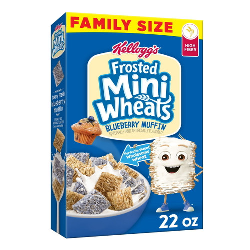 Kellogg's Frosted Mini-wheats Cold Breakfast Cereal, Blueberry Muffin, 22 Oz