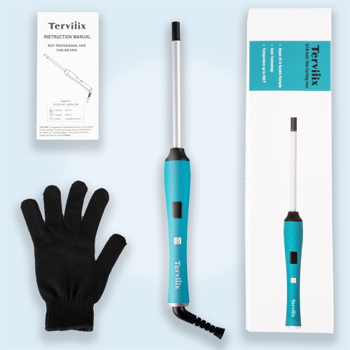 Terviiix 3/8'' Thin Curling Wand,  Ceramic Barrel Curler With Digital Adjustable Temperature & Auto-off