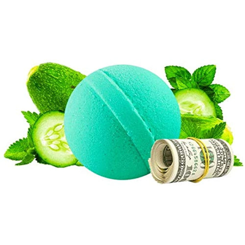Cash Money Bath Bombs | $2-$2500 Inside | Guaranteed Rare $2 Bill | Large Mystery Surprise Gift | (cucumber Mint)
