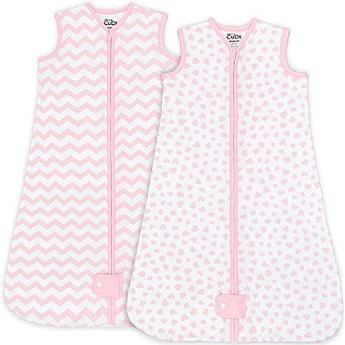 Sleep Bag, Sack For Baby, 2 Pack, Breathable Wearable Blanket Swaddle For Newborns And Toddlers, Cute And Comfortable Onesie, Cotton Softness By Comfy Cubs (pink, Medium)