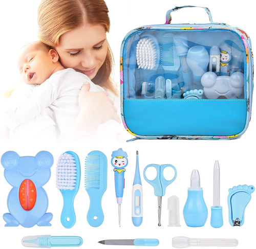 Baby Grooming Healthcare Kit 14 Set, Baby Care 13 In 1 Newborn Essentials Stuff Shower Gifts Nail Clippers Trimmer Products, Comb