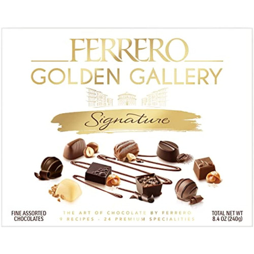 Ferrero Golden Gallery Signature Fine Assorted Chocolates, Candy Gift Box, 24 Count, 8.4 Oz