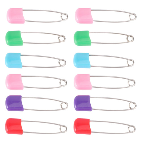 Frcolor 12pcs Baby Kids Cloth Diaper Pins Stainless Steel Traditional Safety Pins - Size S (random Color)