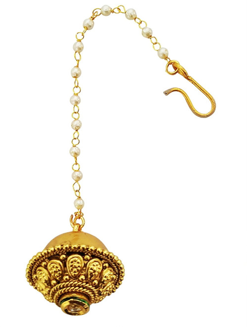 Traditional Rajasthani Kundan & Crystals Borla Maang Tikka