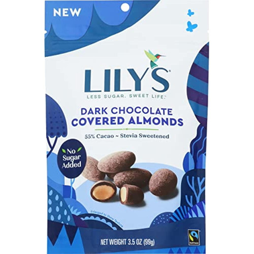 Lilys Sweets, Dark Chocolate Covered Almonds, 3.5 Ounce