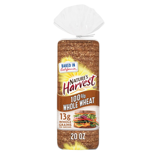 Nature's Harvest 100% Wheat Bread, 20 Oz