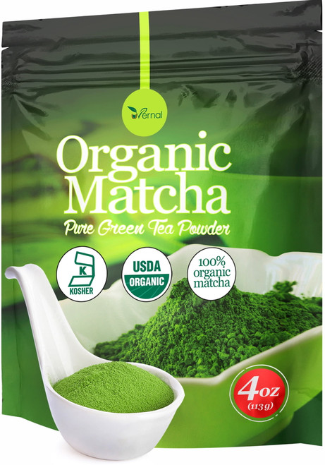 Organic Matcha Green Tea Powder (4 Oz) - 100% Pure Matcha For Smoothies Latte And Baking Easy To Mix