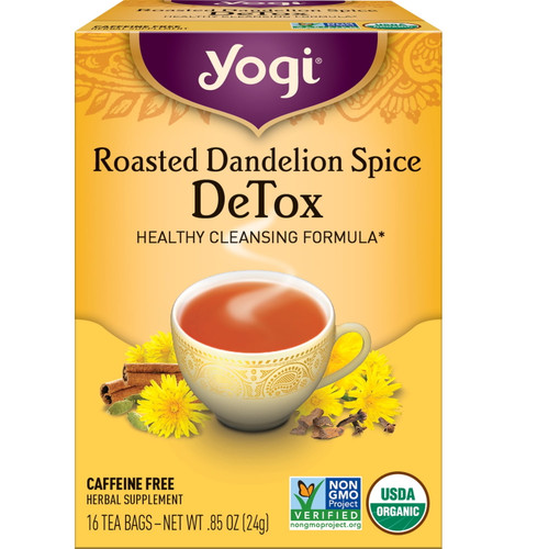 Yogi Tea Roasted Dandelion Spice Detox, Herbal Tea, Wellness Tea Bags, 1 Box Of 16