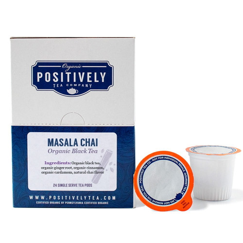 Positively Tea's Organic Masala Chai, 24 Ct K-cup Compatible Tea Pods