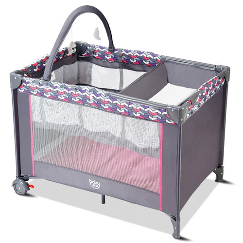 Babyjoy Folding Travel Baby Crib Playpen Infant Bassinet Bed Changing Table W/baby Toys