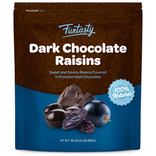 Funtasty Dark Chocolate Covered Raisins, Sweet And Savory, 2 Pound Pack