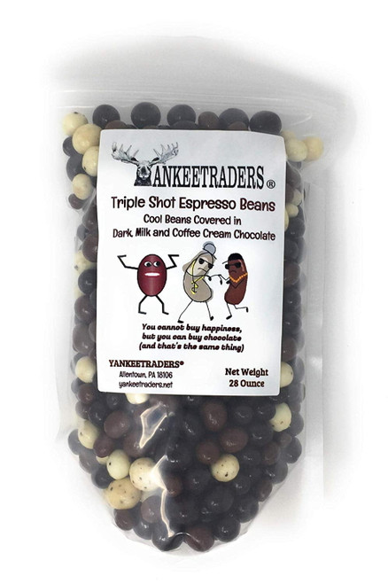 Yankeetraders, Triple Shot Espresso Beans, Covered In Dark, Milk And Coffee Cream Chocolate, 28 Ounce Bag