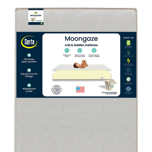 Serta Sertapedic Moongaze 5-inch Dual Sided Standard Baby Crib And Toddler Mattress- Sustainably Sourced Fiber Core - Waterproof - Lightweight - Greenguard Gold Certified (non-toxic) - 5 Year Warranty