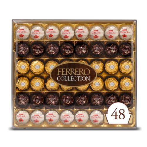 Ferrero Rocher Collection, Fine Hazelnut Milk Chocolates, 48 Count, Gift Box, Assorted Coconut Candy And Chocolates, 18.2 Oz