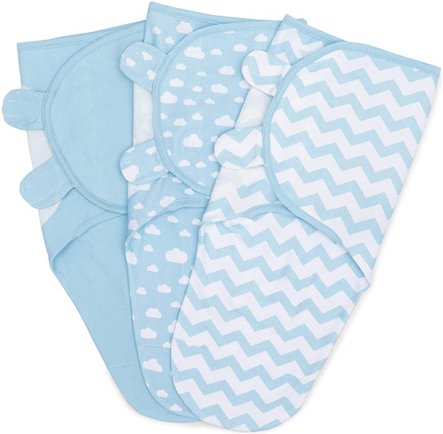 Swaddle Blanket Baby Girl Boy Easy Adjustable 3 Pack Infant Sleep Sack Wrap Newborn Babies By Comfy Cubs (small,0-3 Months, Blue)