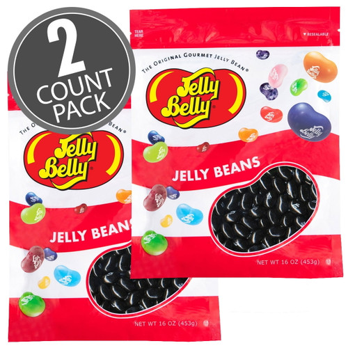 Jelly Belly Licorice Jelly Beans, Genuine, Official, Fresh From The Source, 16 Oz (1 Lb), 2 Pack Resealable Bags