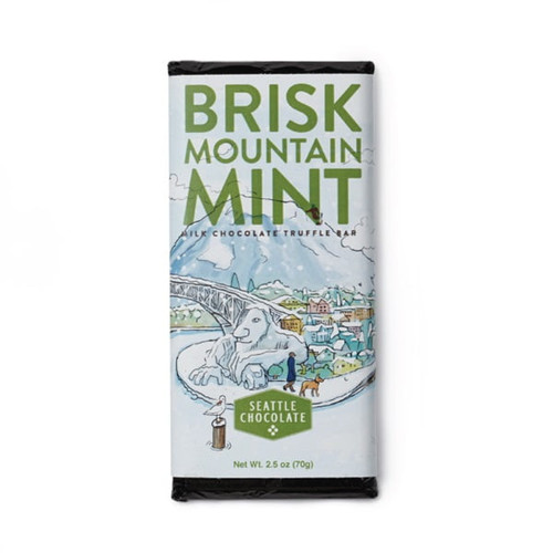 Brisk Mountain Mint - Seattle Chocolate Truffle Bar - 2.5 Ounces