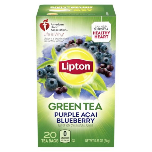Lipton Purple Acai Blueberry Green Tea Bag, 20 Tea Bags -- 6 Per Case.