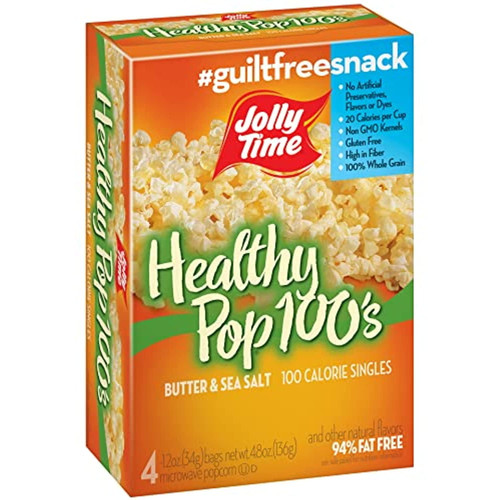 Jolly Time 100 Calorie Healthy Pop Butter Microwave Pop Corn - 4 Ct (pack Of 12), Package May Vary