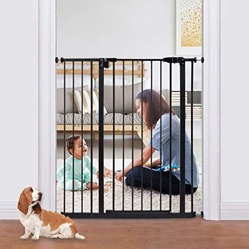 Kinbor 41 Inch Extra Wide Baby Gate Safety Gates With 6-inch Extension 4 Pack Pressure Mount, Black